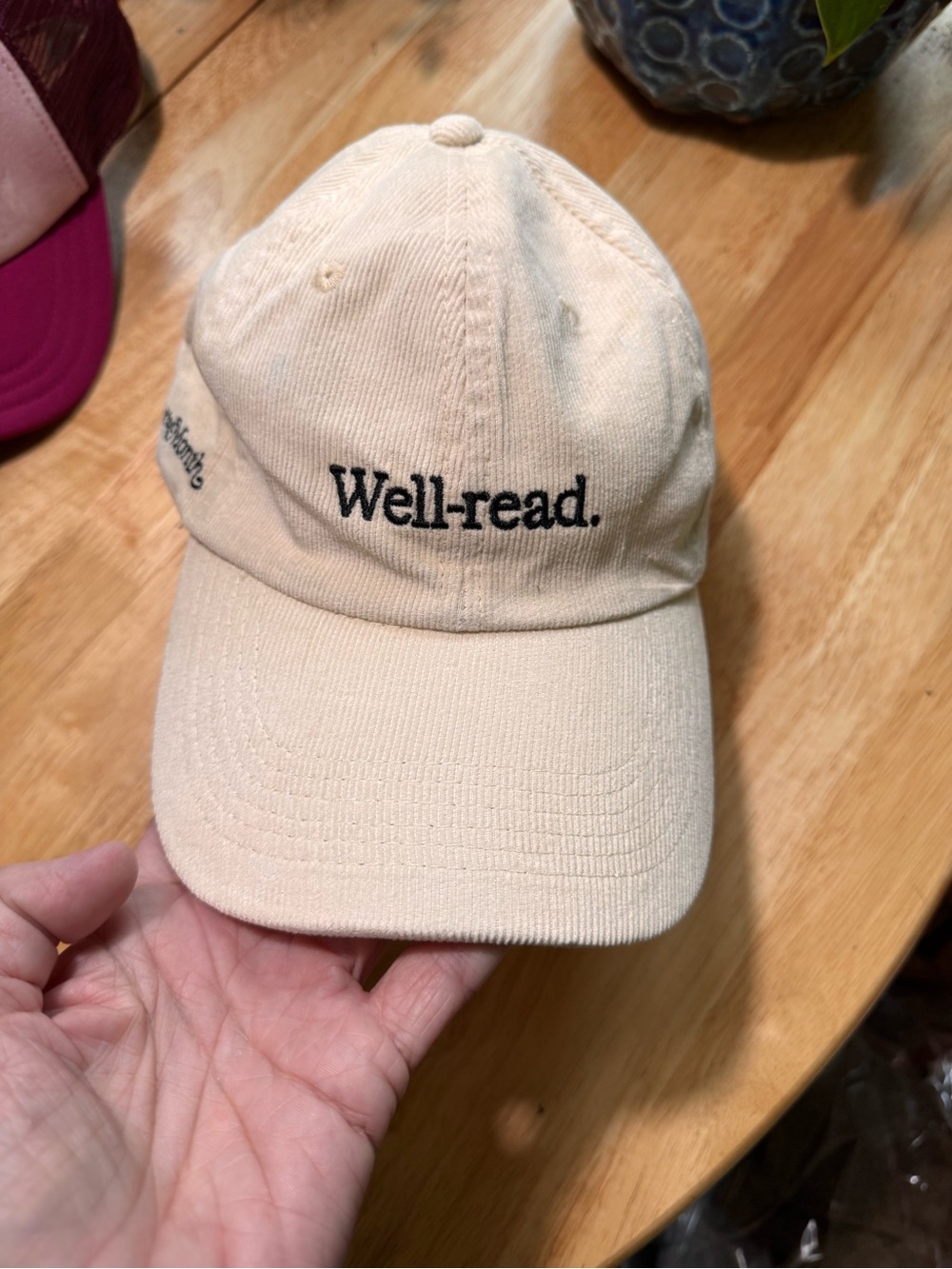 Well-read. Embroidered Cream Baseball Cap